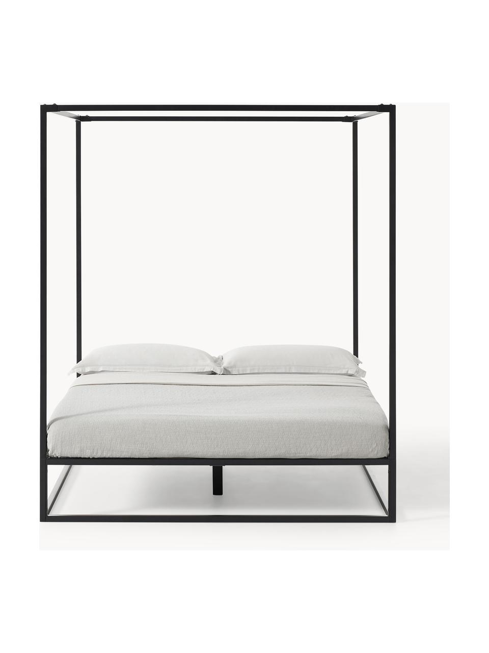 Łóżko z metalu z baldachimem Belle, Metal malowany proszkowo, Czarny, S 180 x D 200 cm