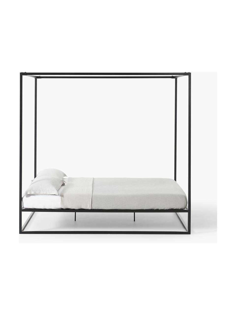 Cama de metal con dosel Belle, Metal con pintura en polvo, Negro, An 180 x L 200 cm