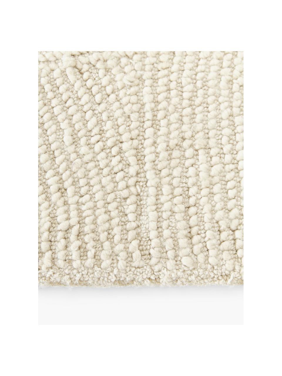 Handgetufteter Kurzflor-Teppich Eleni aus recycelten Materialien, Flor: 100 % Polyester, Beige, B 80 x L 150 cm (Größe XS)