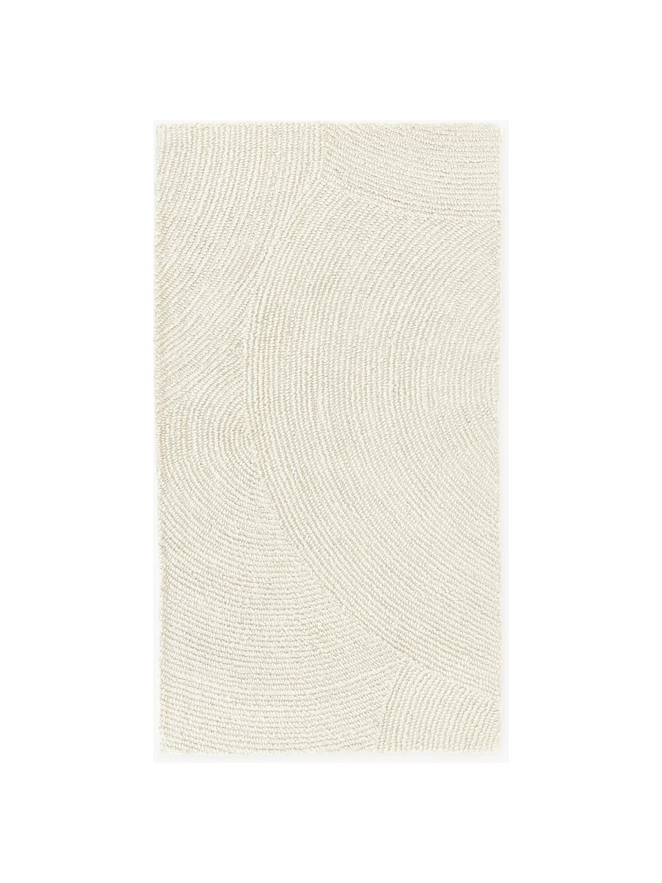 Tapis à poils ras tufté main, en matériaux recyclés Eleni, Blanc cassé, larg. 120 x long. 180 cm (taille S)