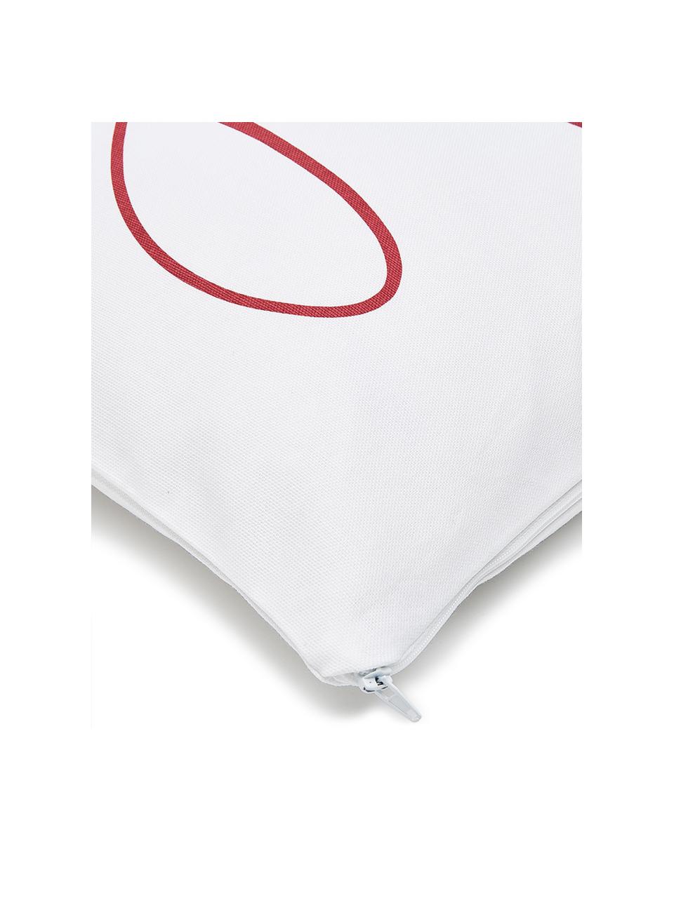 Federa arredo con scritta Joy, Cotone, Bianco, rosso, Larg. 40 x Lung. 40 cm