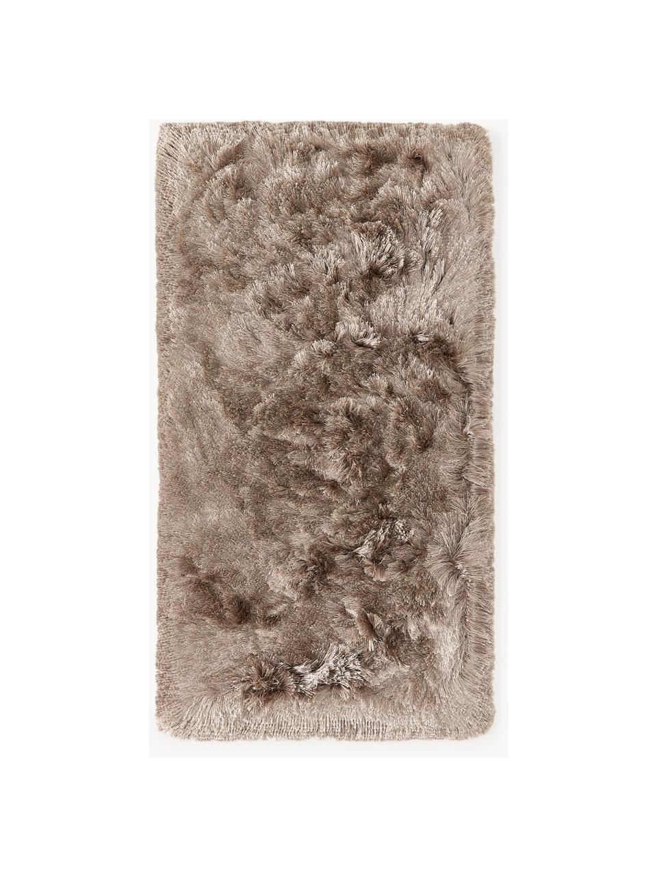 Glänzender Langflor-Teppich Jimmy, 100 % Polyester, GRS-zertifiziert, Taupe, B 80 x L 150 cm (Grösse XS)