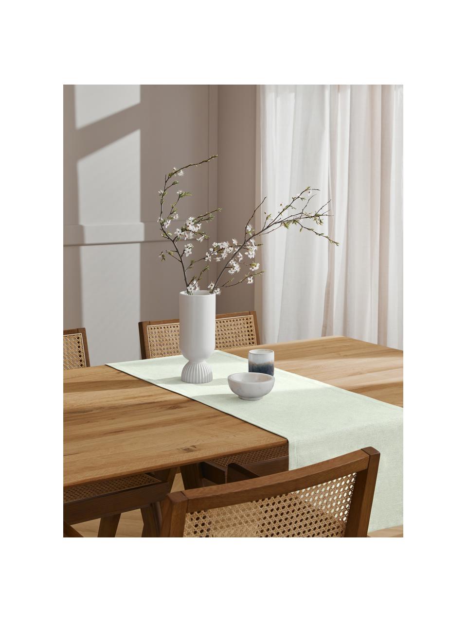 Tischläufer Riva aus Baumwollgemisch in Pastellgrün, 55% Baumwolle, 45% Polyester, Pastellgrün, B 40 x L 150 cm