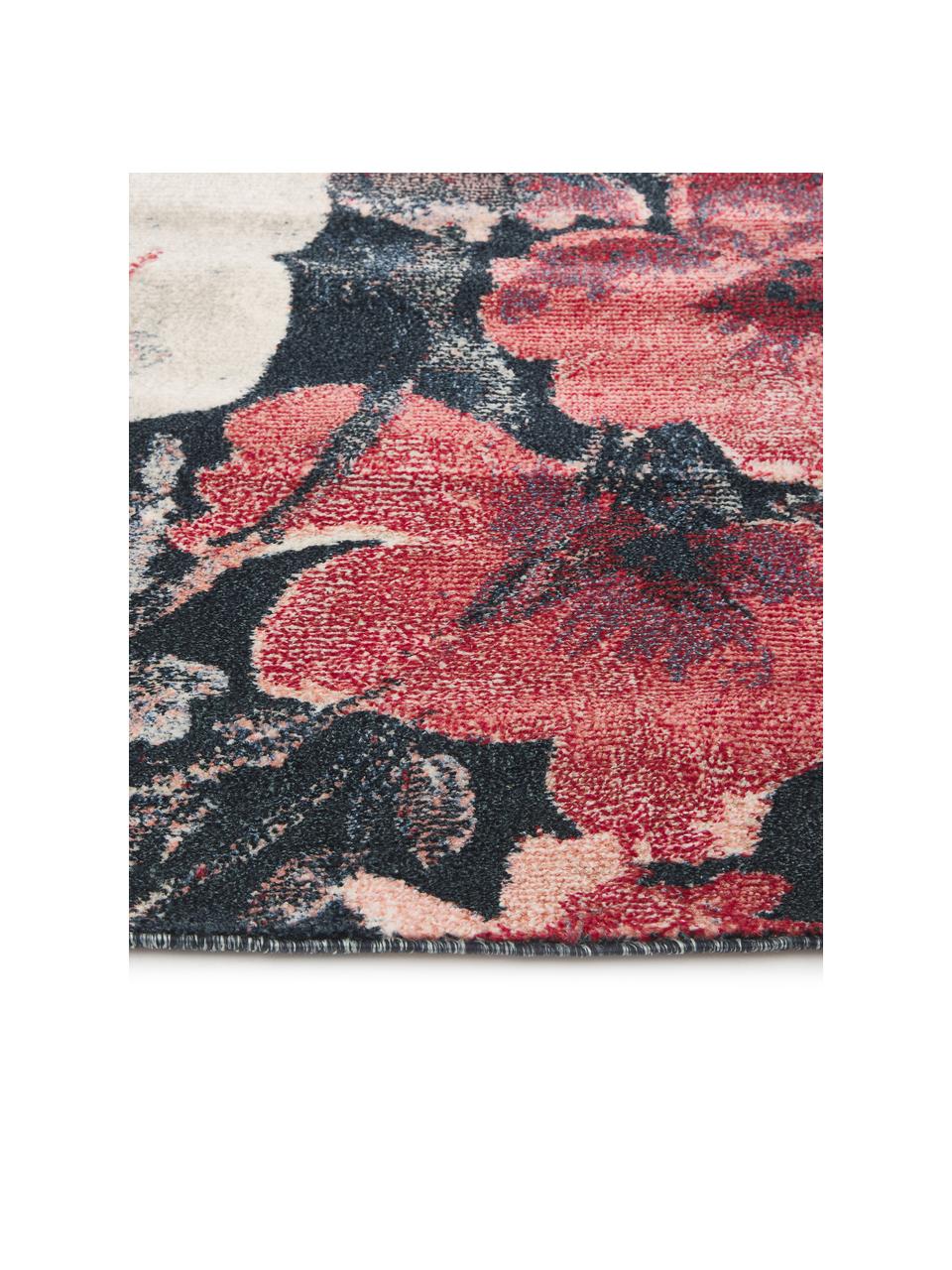 Teppich Peony mit Blumenmuster, 100% Polypropylen, Blau, Cremefarben, Rot, B 200 x L 290 cm (Größe L)