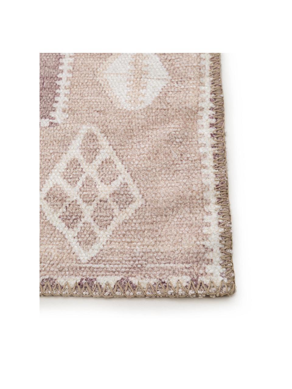 Dubbelzijdig vloerkleed Kelim Ana Aztec met ethnopatroon, 80% polyester 20% katoen, Beige, taupe, B 75 x L 150 cm (maat XS)