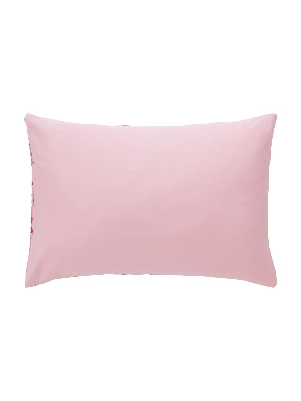 Fundas de almohada de satén de diseño Kacy, 2 uds., Rosa y rojo estampado, An 50 x L 70 cm