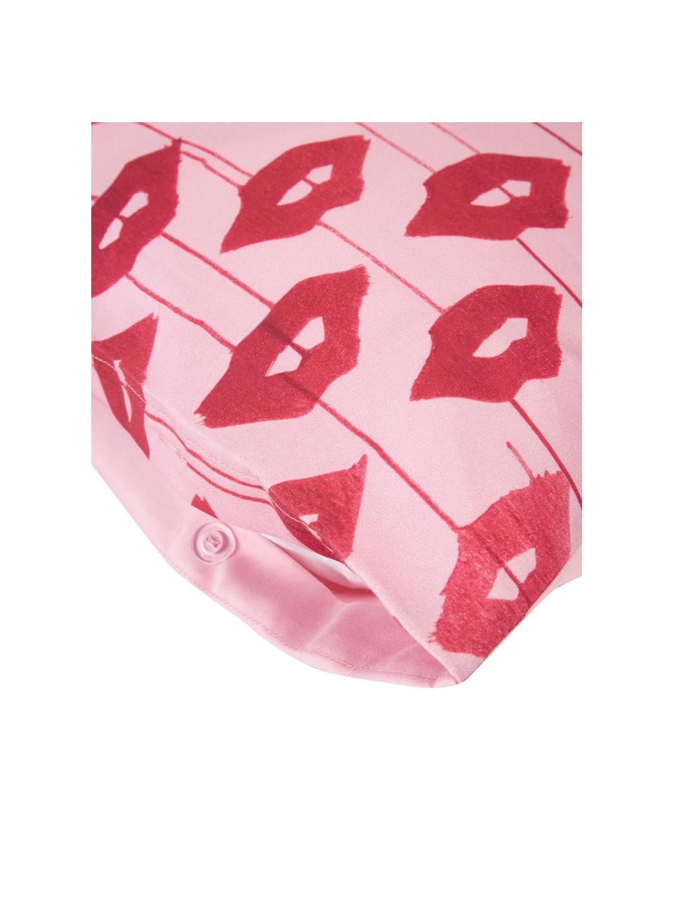 Fundas de almohada de satén de diseño Kacy, 2 uds., Rosa y rojo estampado, An 50 x L 70 cm