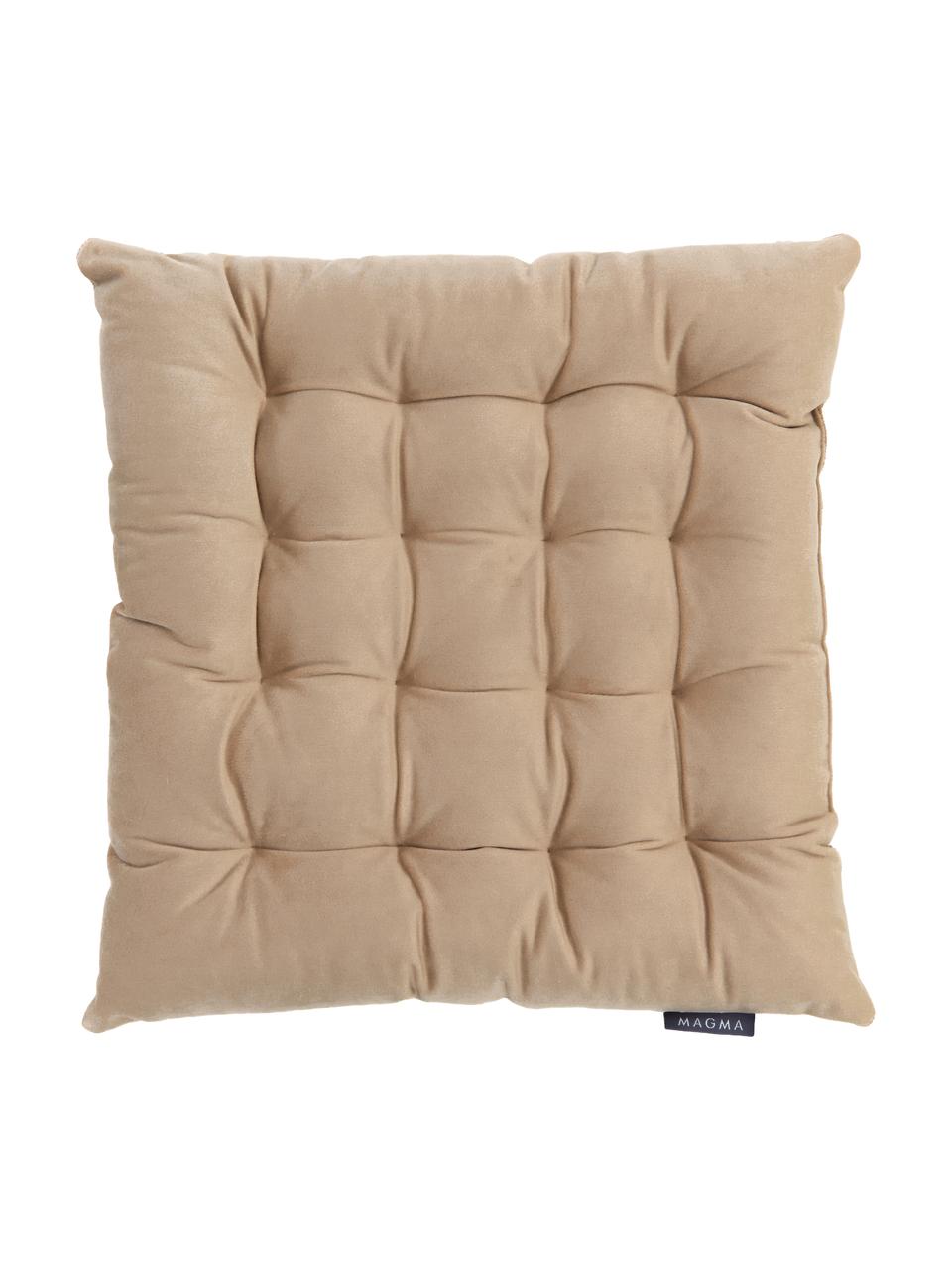 Dubbelzijdig stoelkussen Milana, fluweel/corduroy, Bovenzijde: polyesterfluweel, Onderzijde: corduroy (90% polyester, , Beige, B 40 x L 40 cm