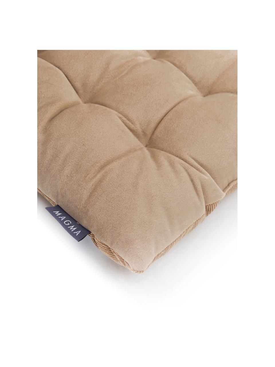 Dubbelzijdig stoelkussen Milana, fluweel/corduroy, Bovenzijde: polyesterfluweel, Onderzijde: corduroy (90% polyester, , Beige, B 40 x L 40 cm