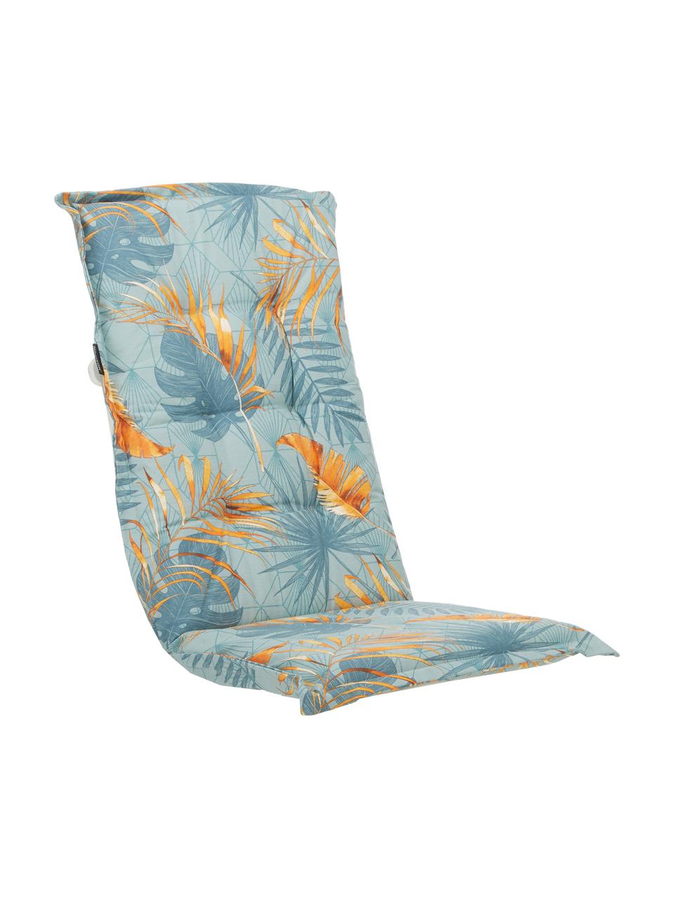 Podložka na stoličku s tropickou potlačou Dotan, Svetlomodrá, modrá, oranžová