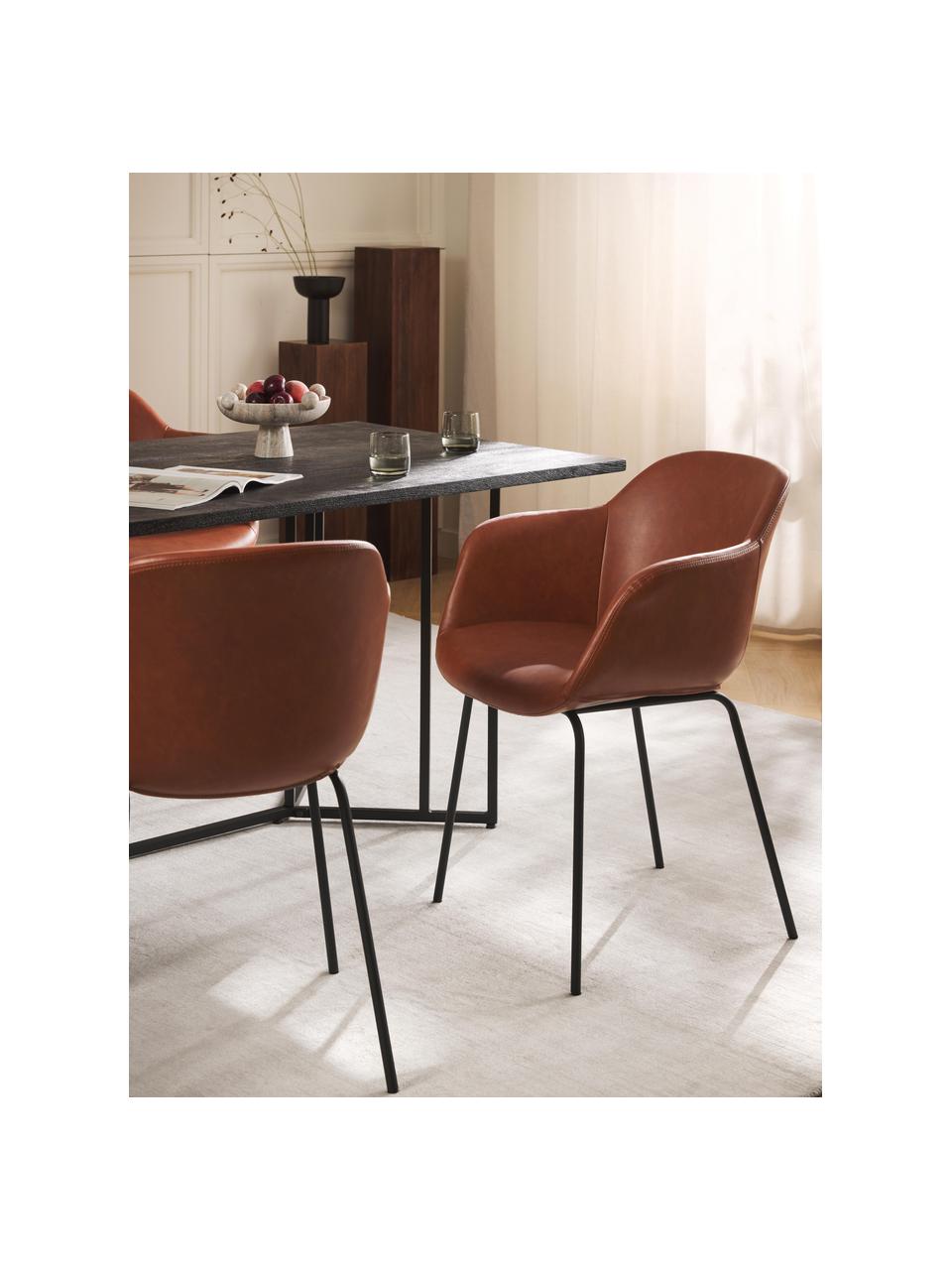 Kunstleren fauteuil Fiji met smalle zitvlak, Bekleding: kunstleer (polyurethaan) , Poten: gepoedercoat metaal, Kunstleer nougat, B 58 x H 56 cm