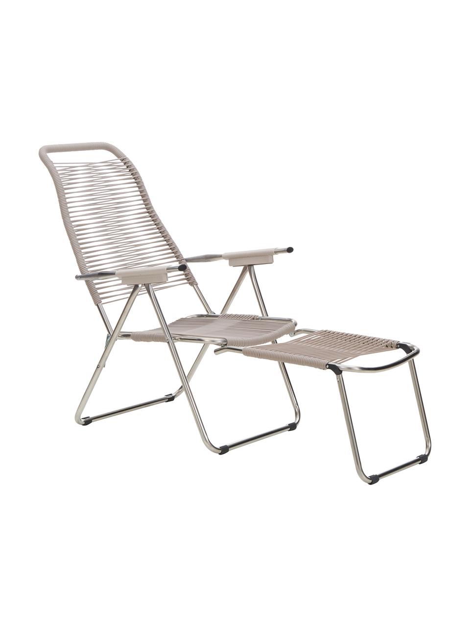 Transat de jardin avec repose-pieds Spaghetti, Taupe