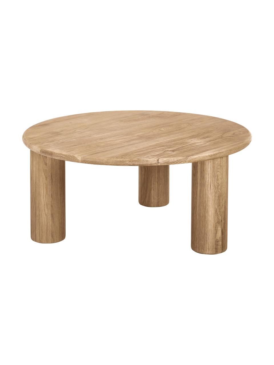 Tavolino rotondo da salotto in legno di quercia Didi, Legno massiccio di quercia oliato, Marrone, Ø 80 x Alt. 35 cm