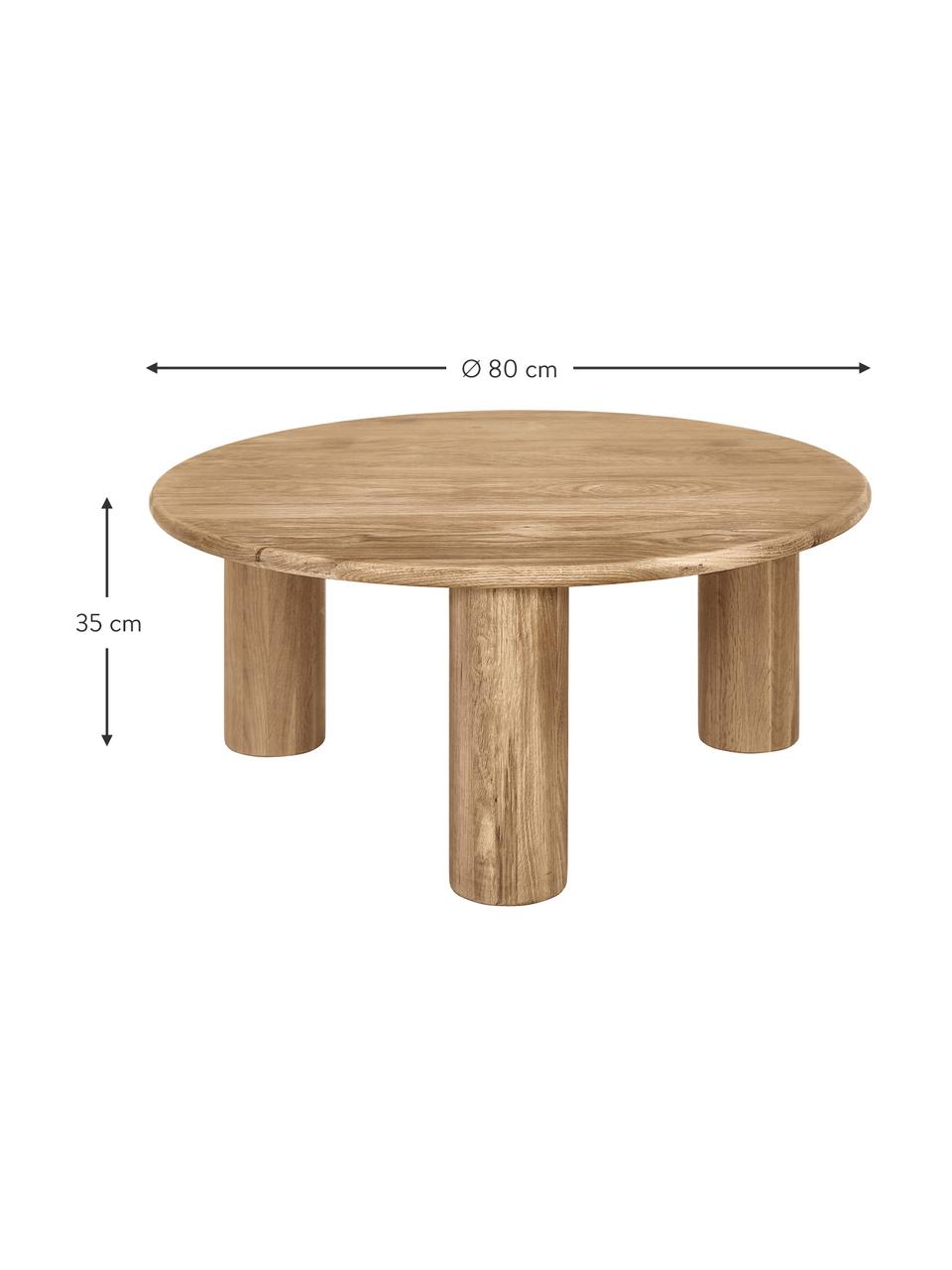 Kulatý dubový konferenční stolek Didi, Olejované masivní dubové dřevo, Dubové dřevo, Ø 80 cm