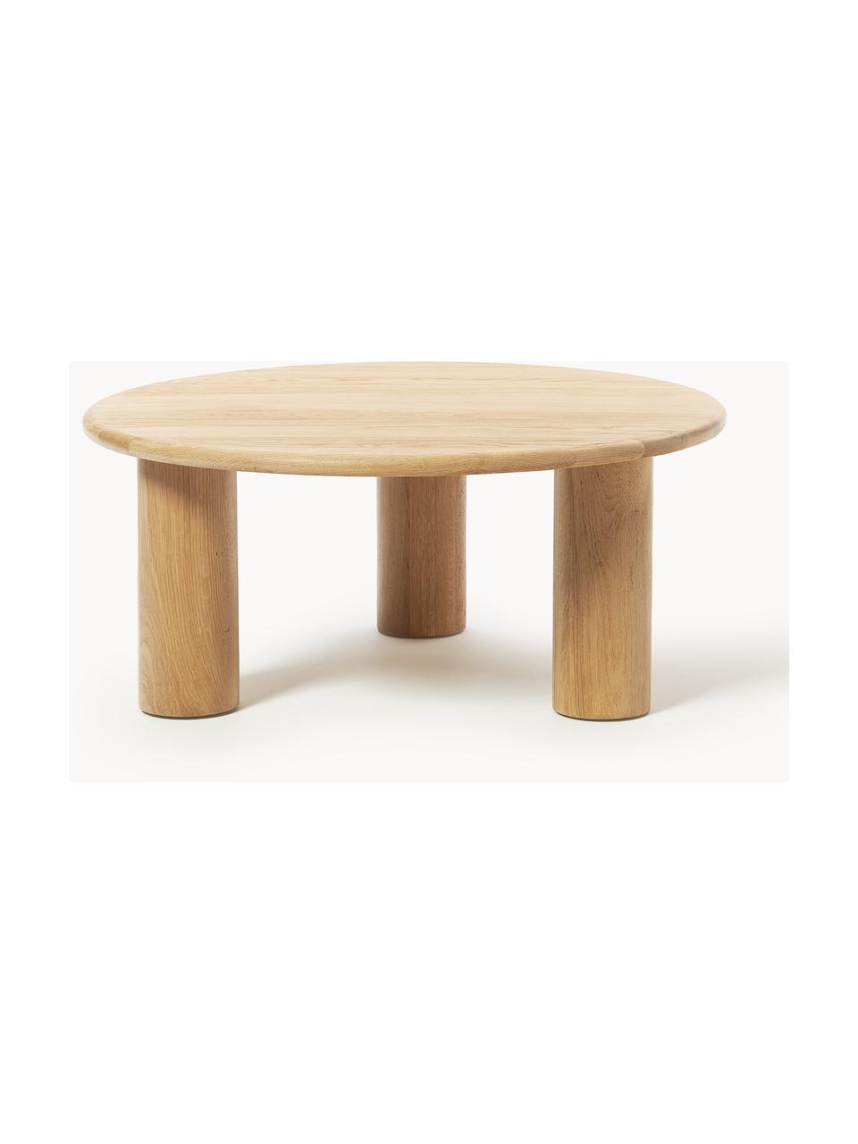 Mesa de centro redonda de madera de roble Didi, Madera de roble maciza barnizada

Este producto está hecho de madera de origen sostenible y con certificación FSC®., Madera de roble barnizada, Ø 80 cm