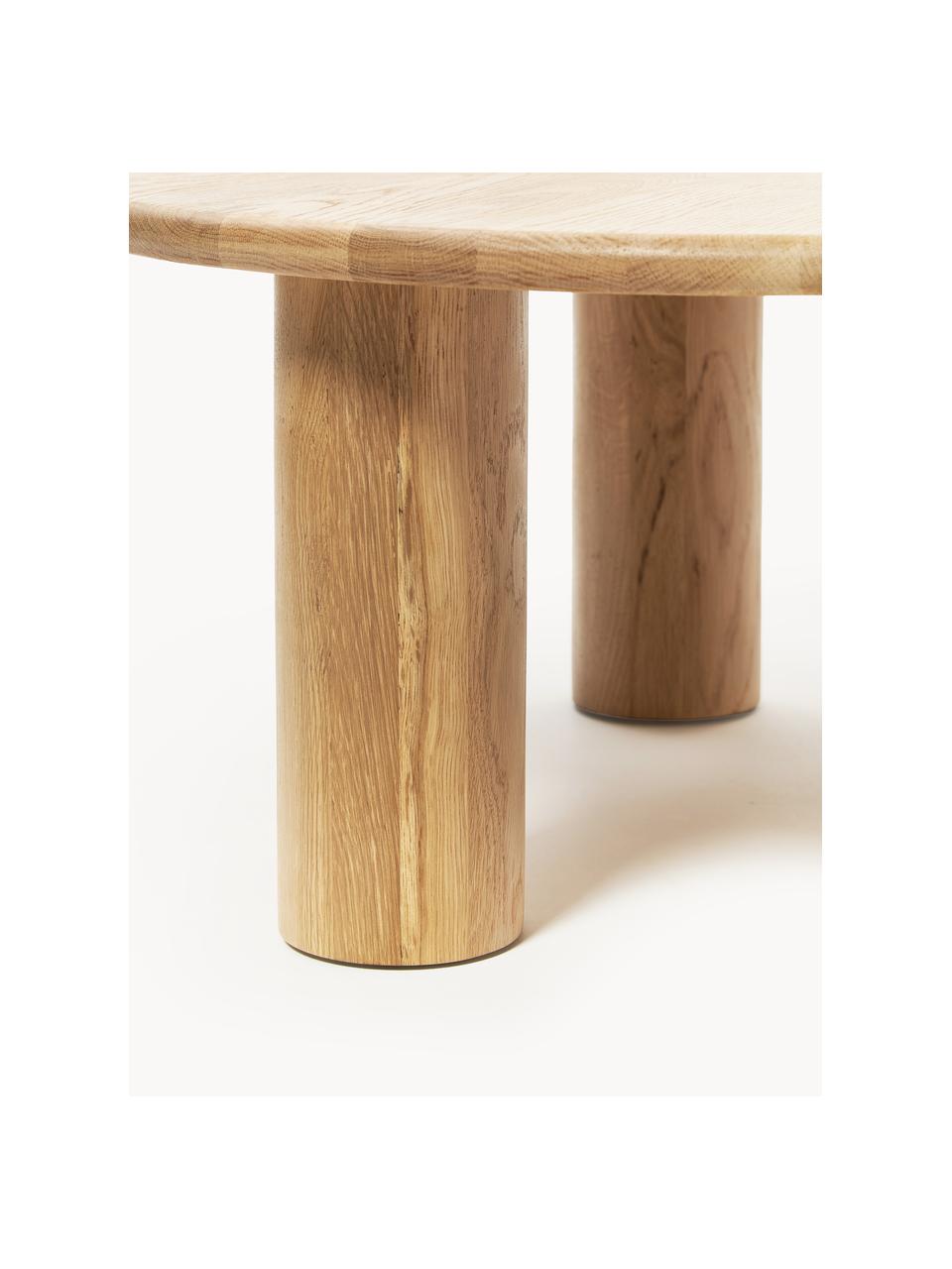 Mesa de centro redonda de madera de roble Didi, Madera de roble maciza barnizada

Este producto está hecho de madera de origen sostenible y con certificación FSC®., Madera de roble barnizada, Ø 80 cm