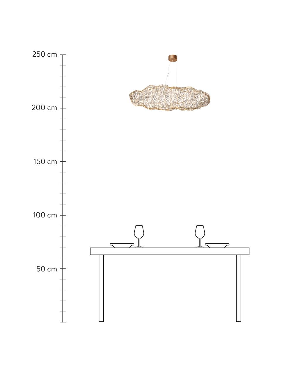Lámpara de techo grande LED Hayden, Cable: plástico, Latón, An 76 x F 40 cm