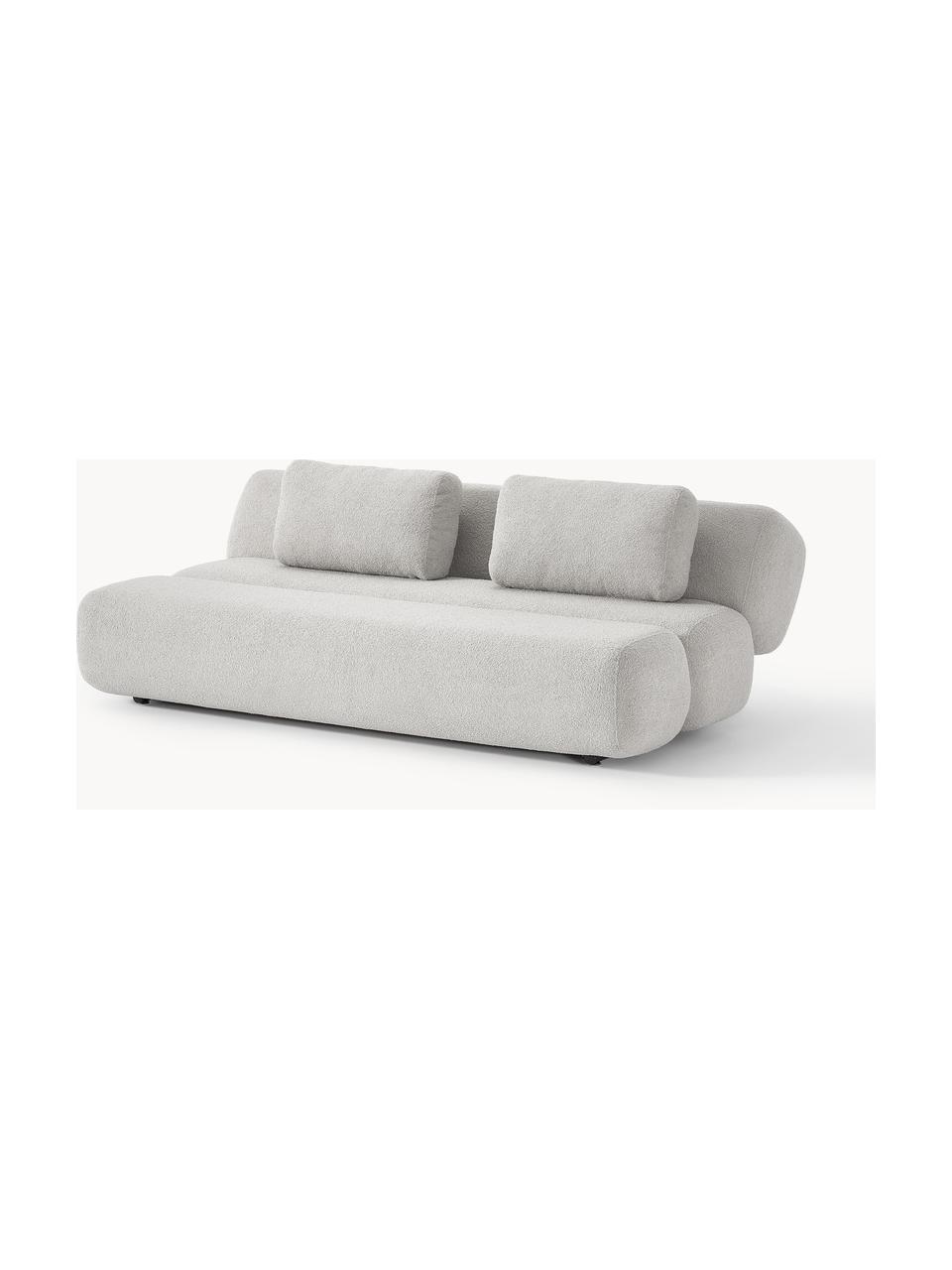 Teddy-Schlafsofa Caterpillar (3-Sitzer), Bezug: Teddy (100 % Polyester) D, Teddy Hellgrau, B 203 x T 128 cm