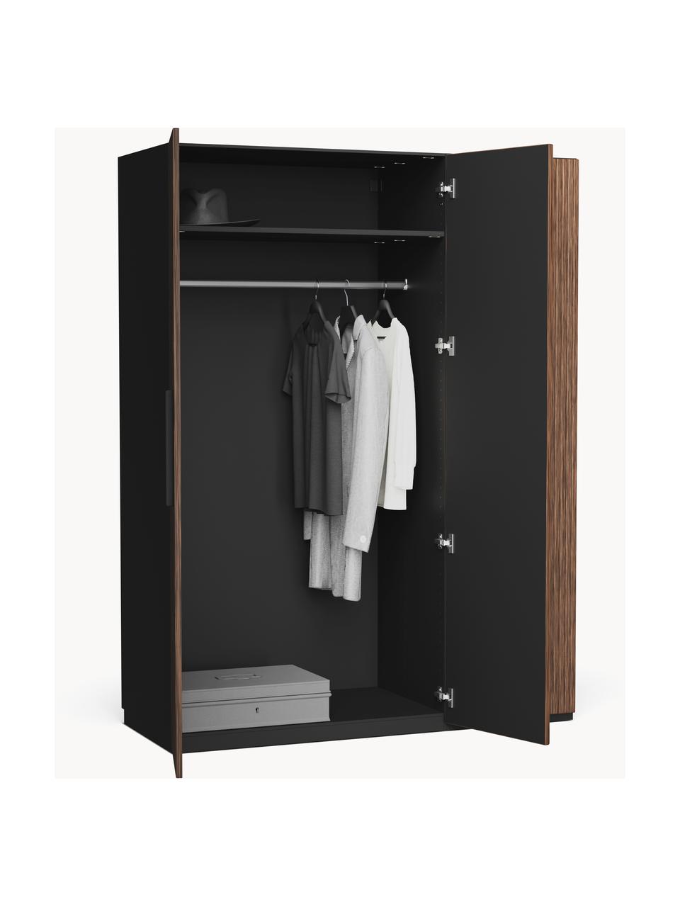 Armoire modulaire à portes battantes Simone, larg. 150 cm, plusieurs variantes, Aspect bois de noyer, noir, Basic Interior, larg. 150 x haut. 200 cm