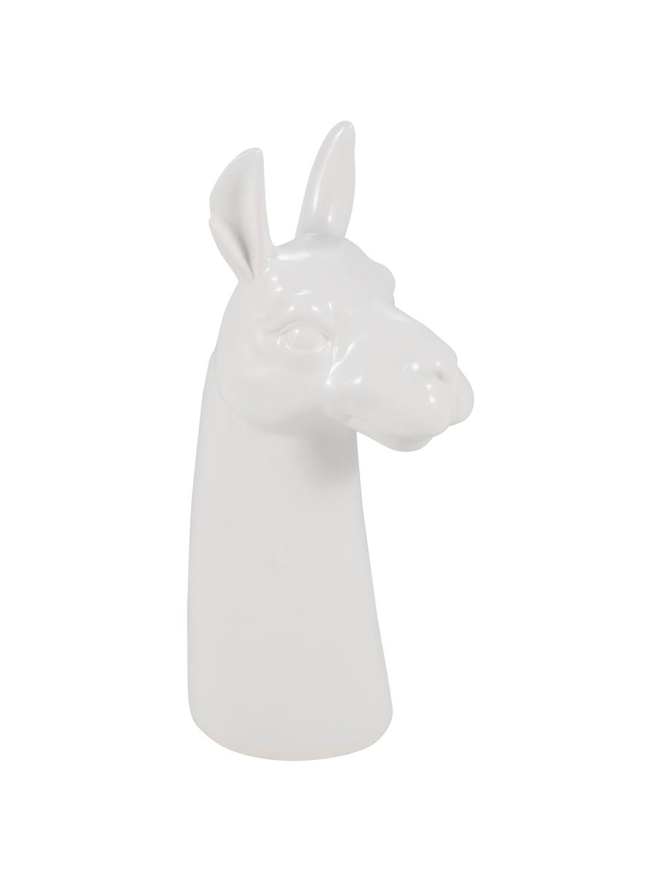 Grosse Deko-Vase Lama aus Steingut, Steingut, Weiss, 10 x 31 cm