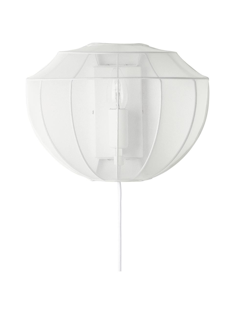Wandlamp Beau van netstof in wit, Lampenkap: textiel, Baldakijn: gepoedercoat metaal, Wit, B 30 cm x H 22 cm