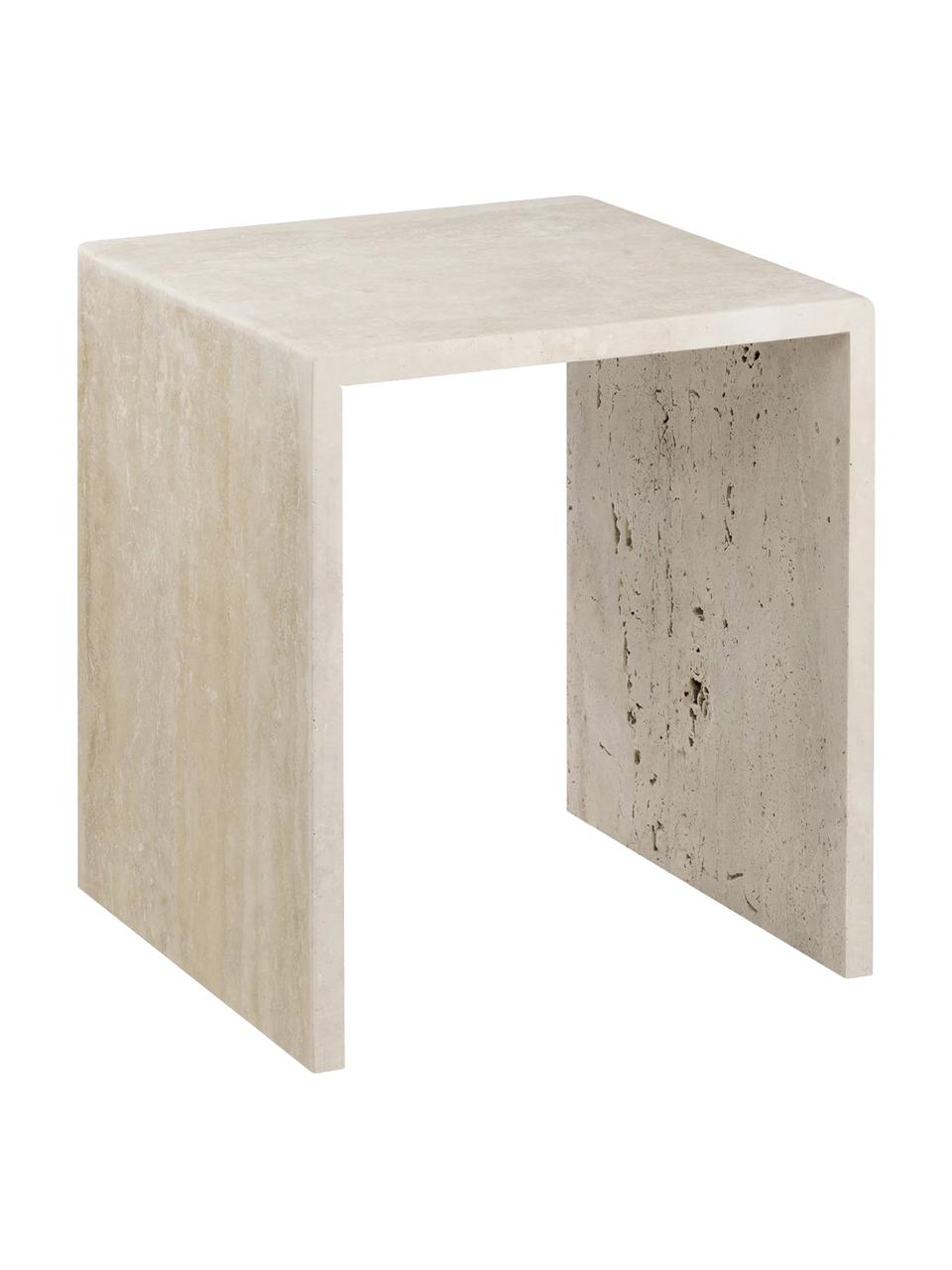 Tables d'appoint en travertin Varu, 2 élém., Travertin, Beige clair, travertin, Lot de différentes tailles