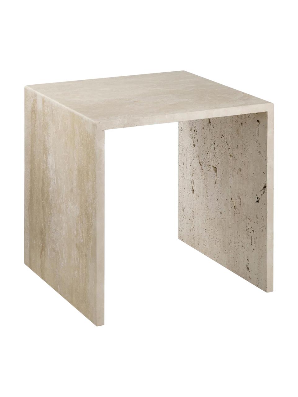 Tables d'appoint en travertin Varu, 2 élém., Travertin, Beige clair, travertin, Lot de différentes tailles