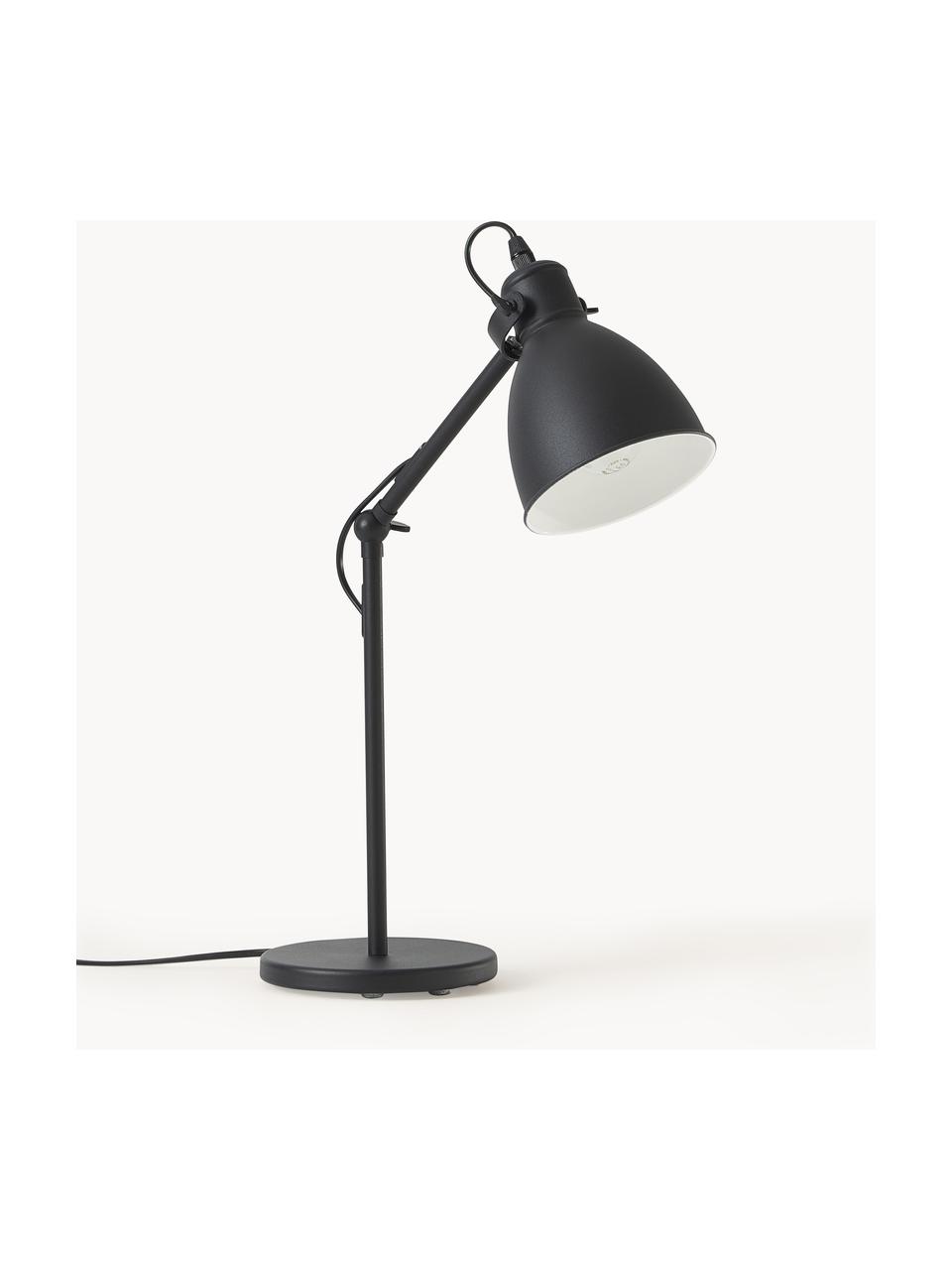 Bureaulamp Ethan, Lampenkap: gepoedercoat metaal, Lampvoet: gepoedercoat metaal, Zwart, Ø 15 x H 43 cm