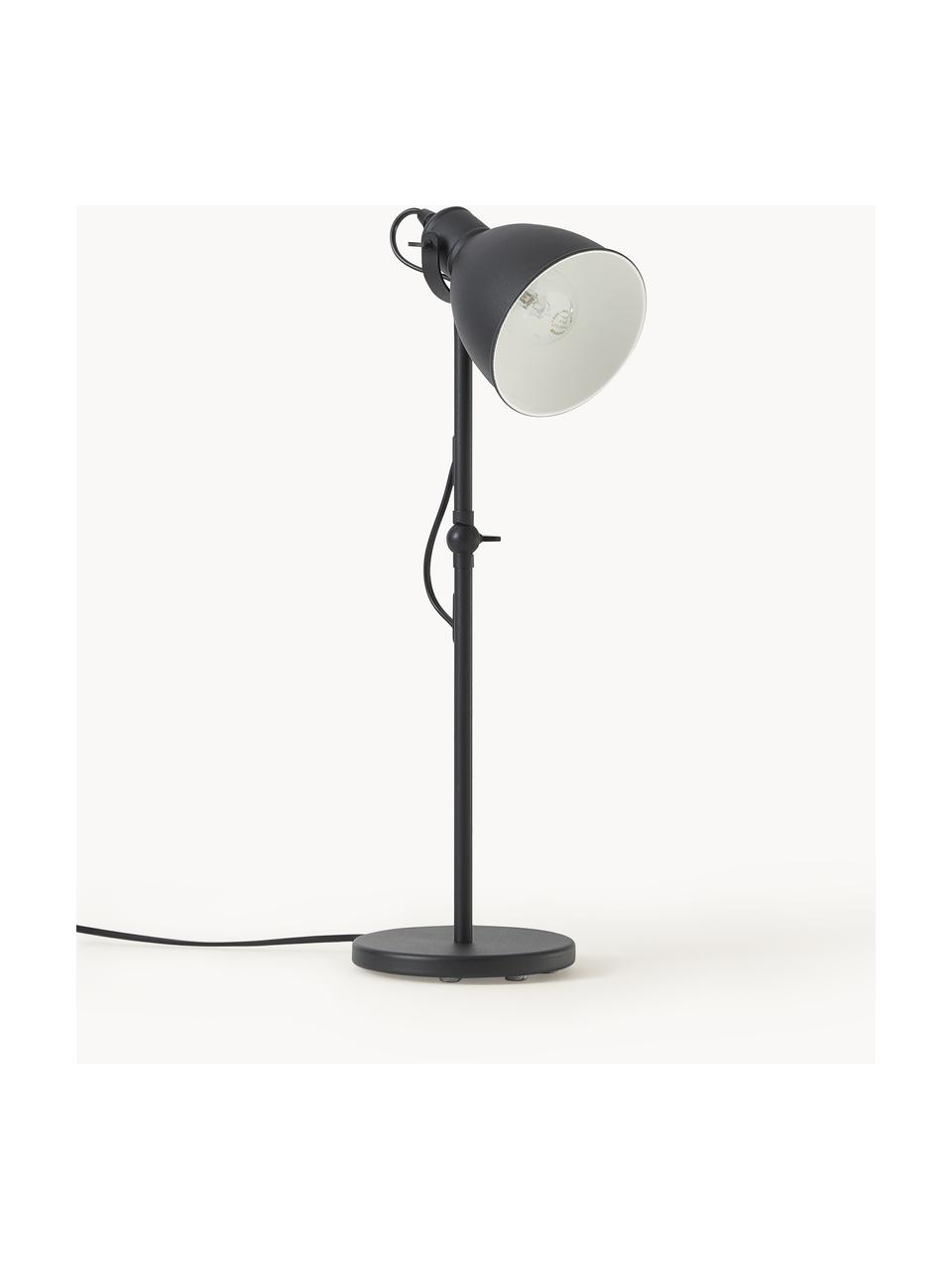 Bureaulamp Ethan, Lampenkap: gepoedercoat metaal, Lampvoet: gepoedercoat metaal, Zwart, Ø 15 x H 43 cm