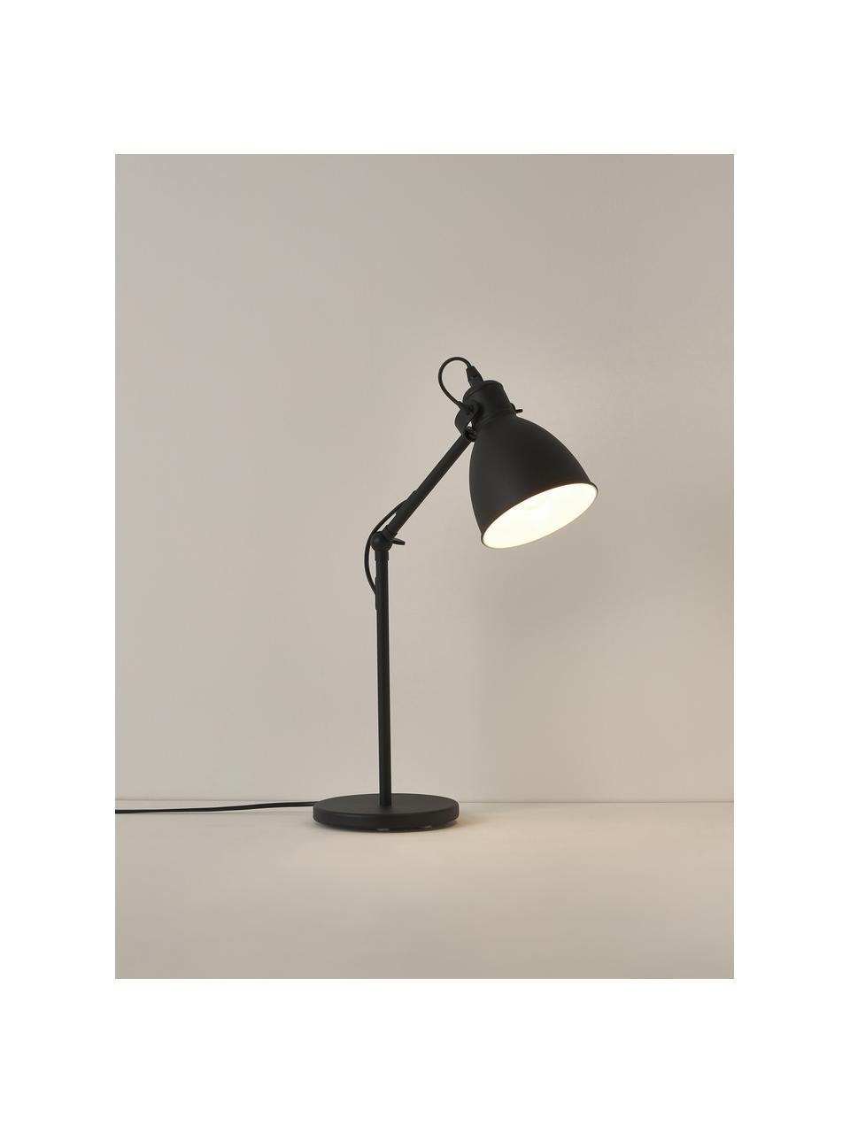 Bureaulamp Ethan, Lampenkap: gepoedercoat metaal, Lampvoet: gepoedercoat metaal, Zwart, Ø 15 x H 43 cm