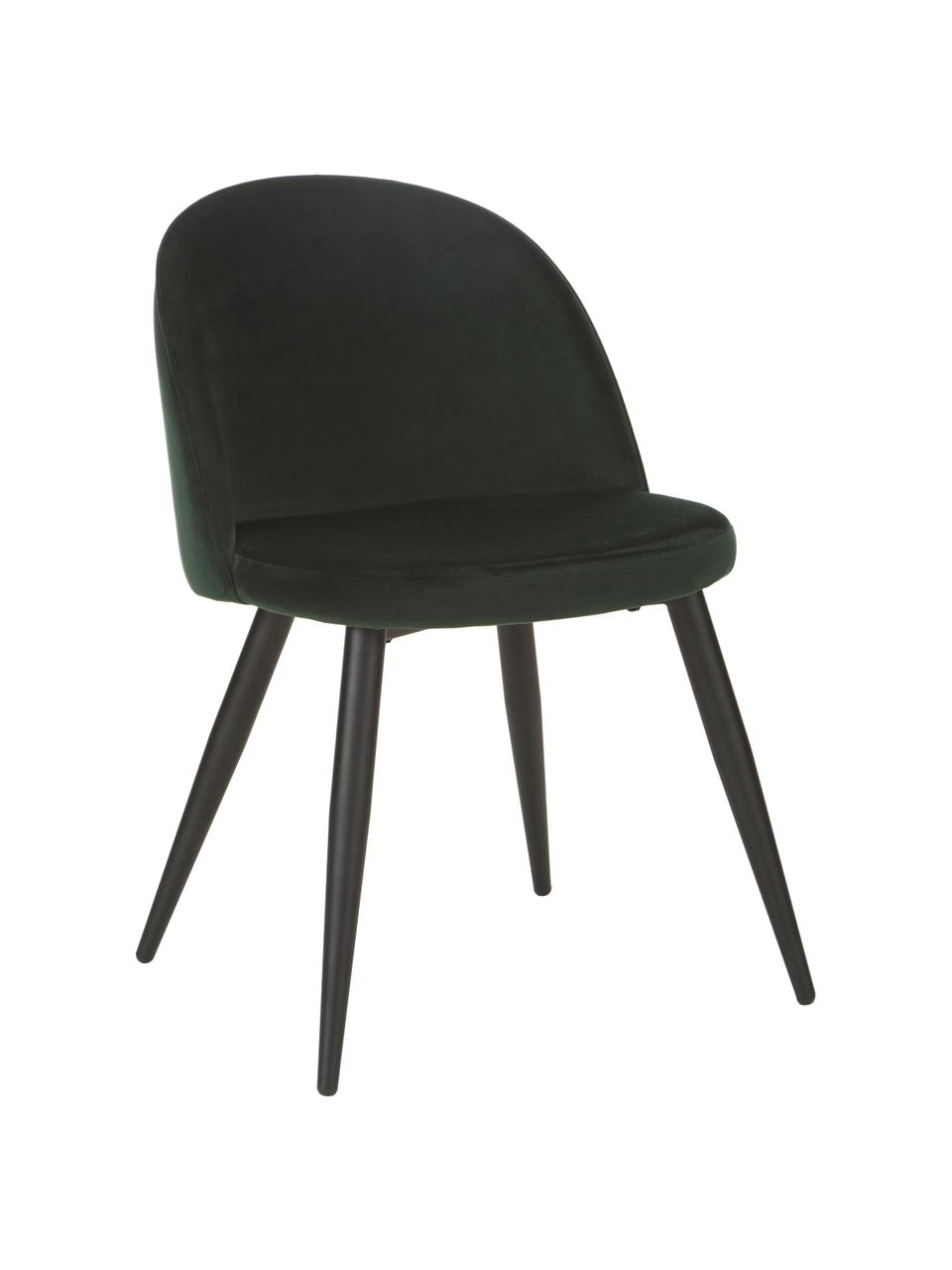 Chaise moderne en velours, rembourrée Amy, 2 pièces, Vert