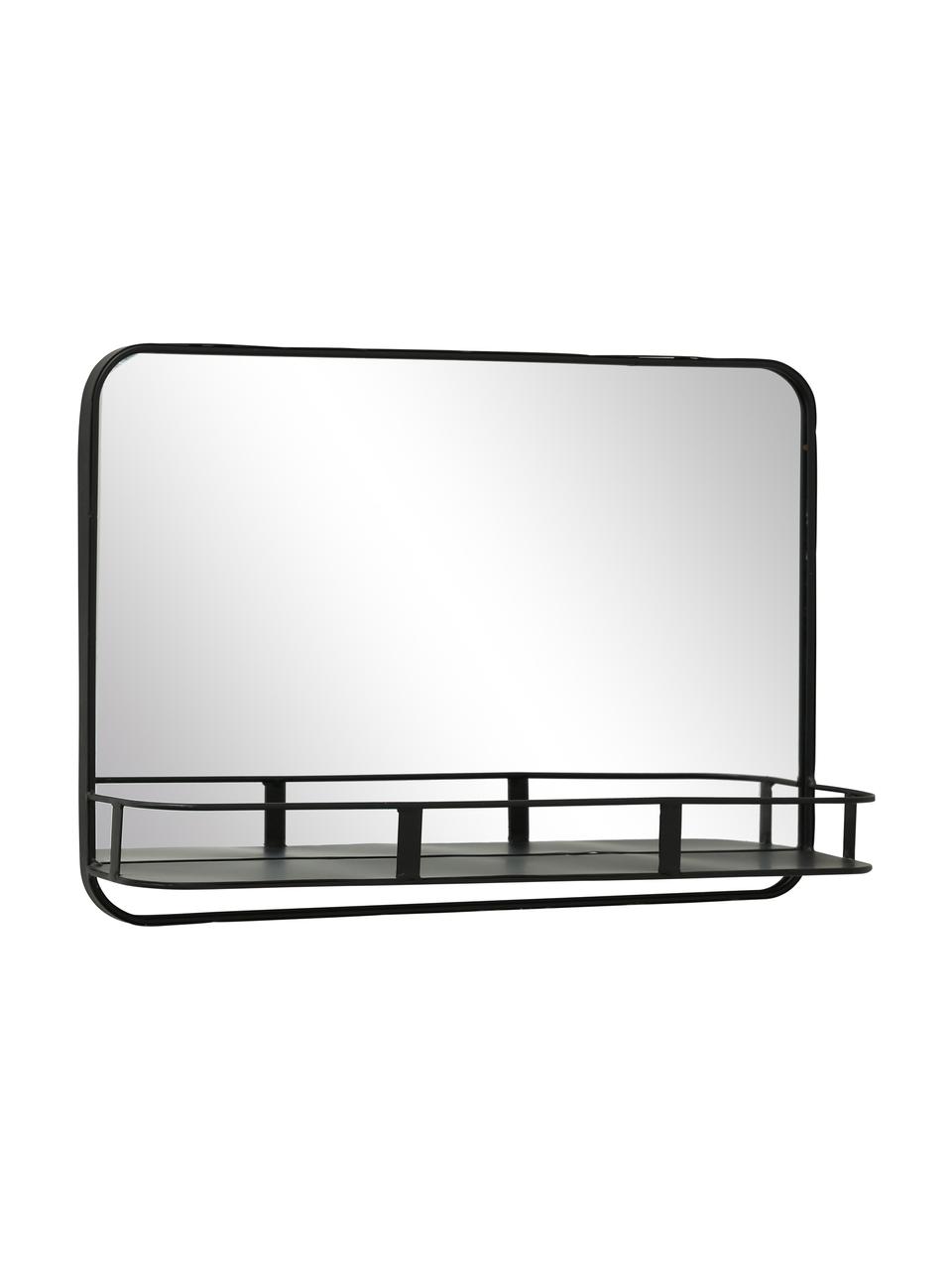 Specchio da parete con cornice in metallo Meno, Cornice: metallo rivestito, Superficie dello specchio: lastra di vetro, Nero, Larg. 50 x Alt. 35 cm