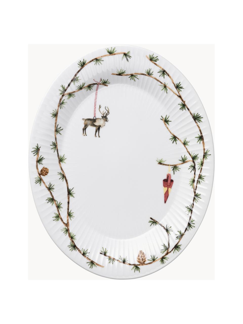 Fuente navideña artesanal Hammershøi, Porcelana, Blanco, multicolor, An 34 x F 27 cm