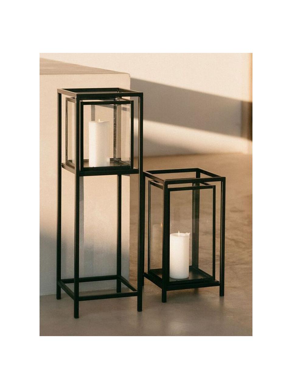Lampáš s kovovou konštrukciou Portia, Priehľadná, čierna, Š 23 x V 41 cm