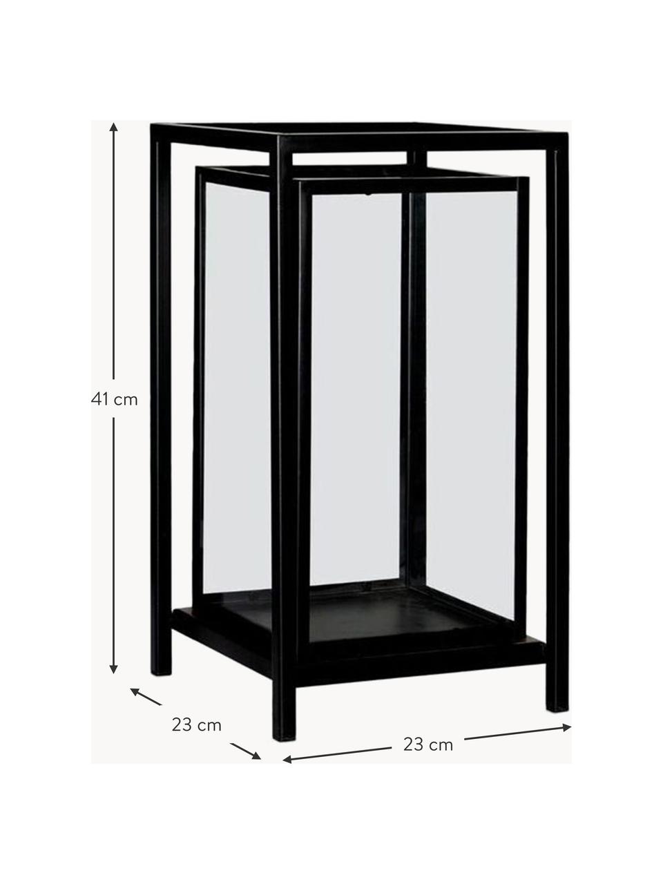 Lantaarn Portia, Frame: gecoat metaal, Transparant, zwart, B 23 x H 41 cm