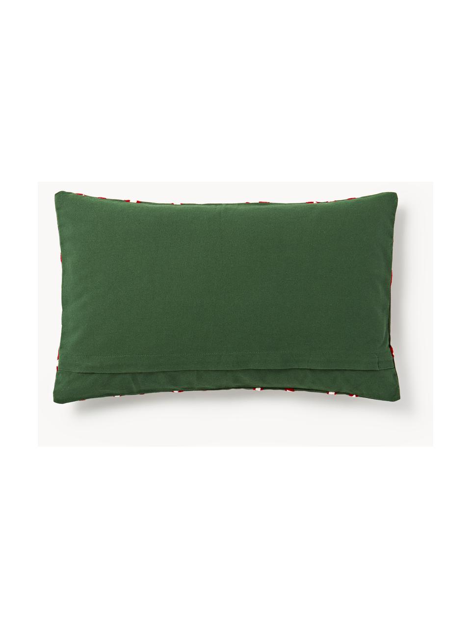 Housse de coussin avec slogan brodé Whatever, Rouge, vert foncé, larg. 30 x long. 50 cm