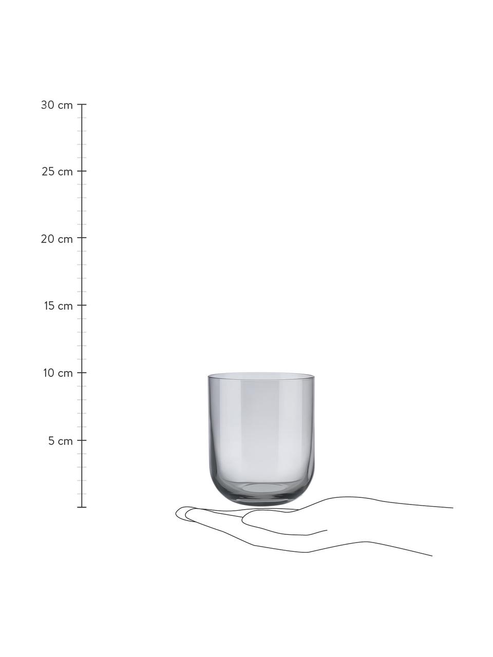 Waterglazen Fuum in grijs, 4 stuks, Glas, Grijs, Ø 8 x H 9 cm, 300 ml