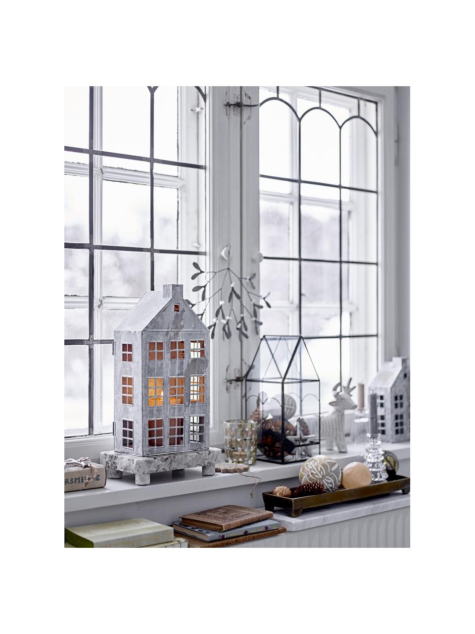 Vianočný lampáš zo skla Ianto, Priehľadná, čierna, Š 25 x V 26 cm