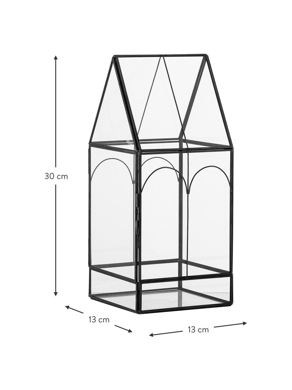 Vánoční vitrínka ze skla Ianto, Transparentní, černá, Š 25 cm, V 26 cm