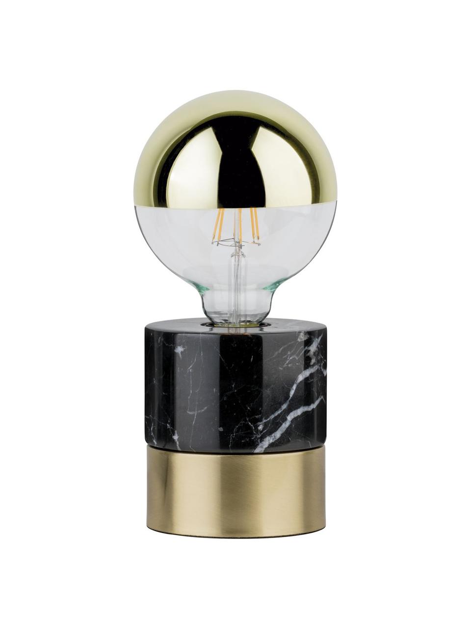 Marmor-Tischlampe Vala in Schwarz-Gold, Schwarz, Messingfarben, Ø 11 x H 12 cm