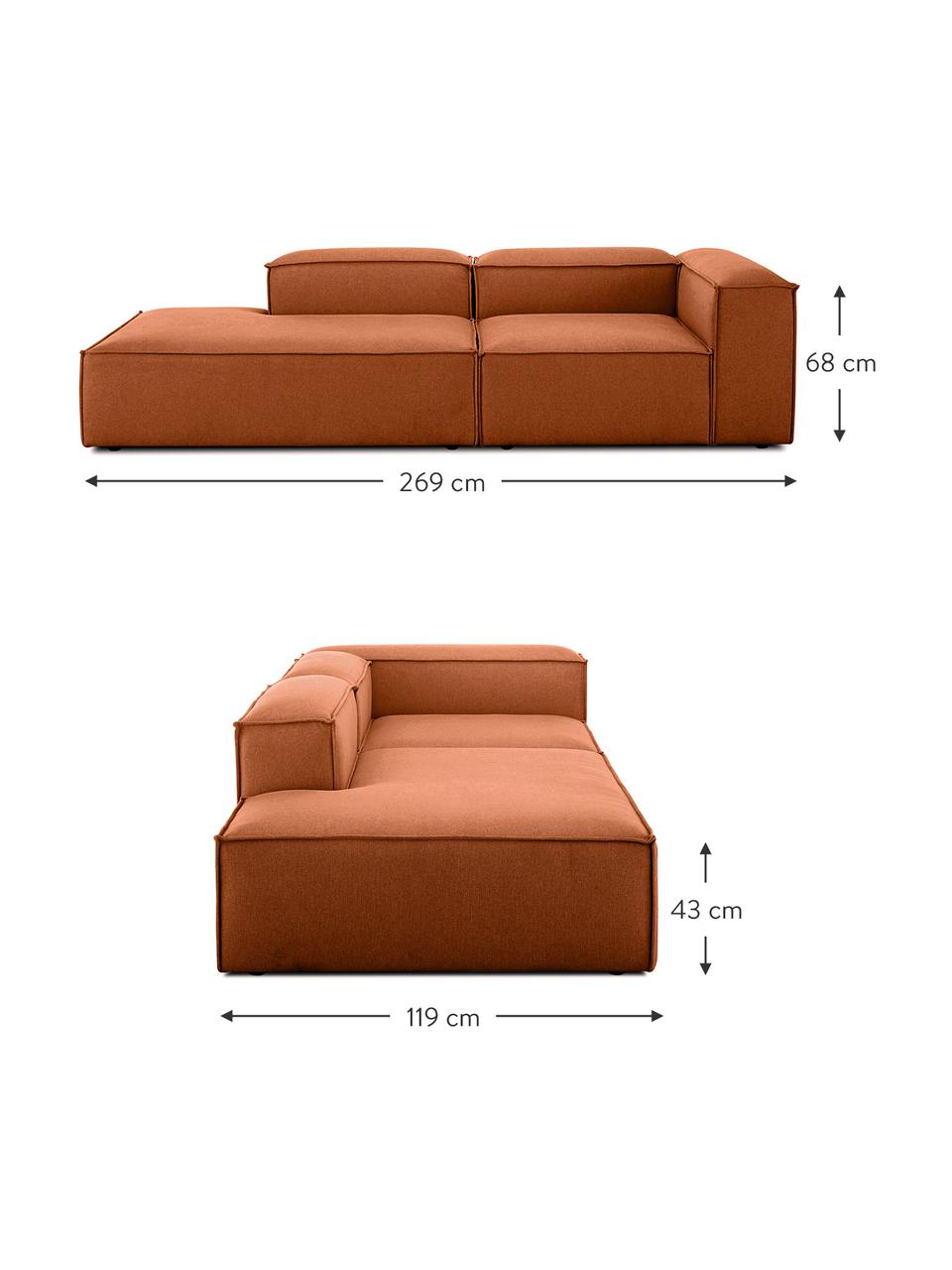 Diván modular Lennon, Tapizado: poliéster Alta resistenci, Estructura: madera de pino maciza, ma, Patas: plástico, Tejido terracota, An 269 x F 119 cm, respaldo izquierdo