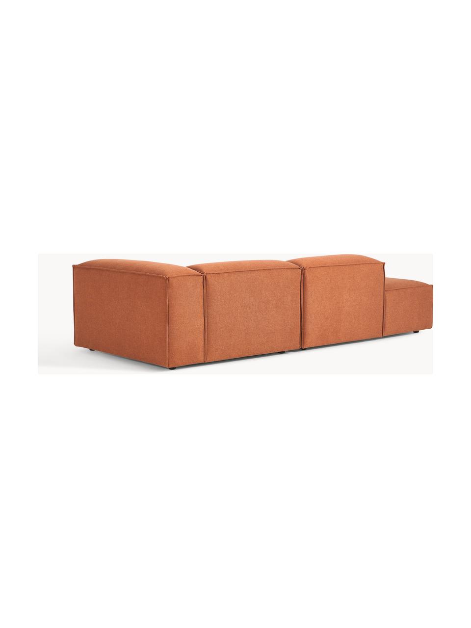 Modulaire chaise longue Lennon, Bekleding: polyester De slijtvaste b, Frame: massief grenenhout, multi, Poten: kunststof Dit product is , Geweven stof terracottakleurig, B 269 x D 119 cm, armleuning links