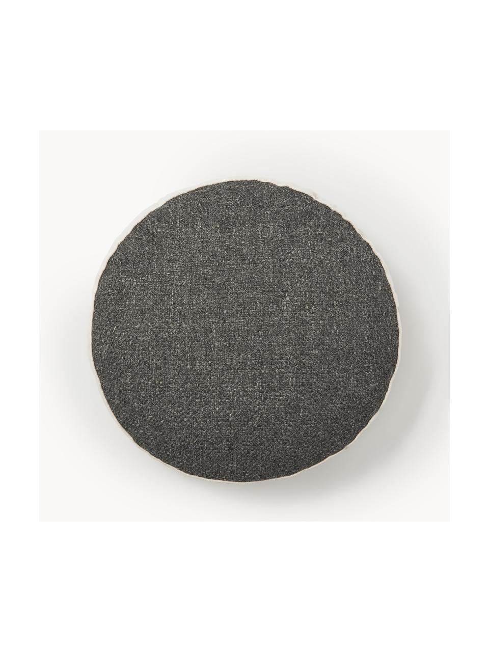 Okrągła poduszka bouclé Aya, Antracytowy, kremowobiały, Ø 40 cm