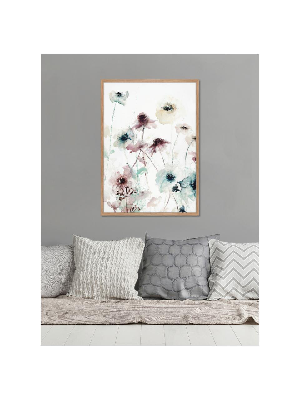 Gerahmter Leinwanddruck Flower Dance, Bild: Digitaldruck auf Leinen, Rahmen: Hochdichte Holzfaserplatt, Mehrfarbig, 50 x 70 cm
