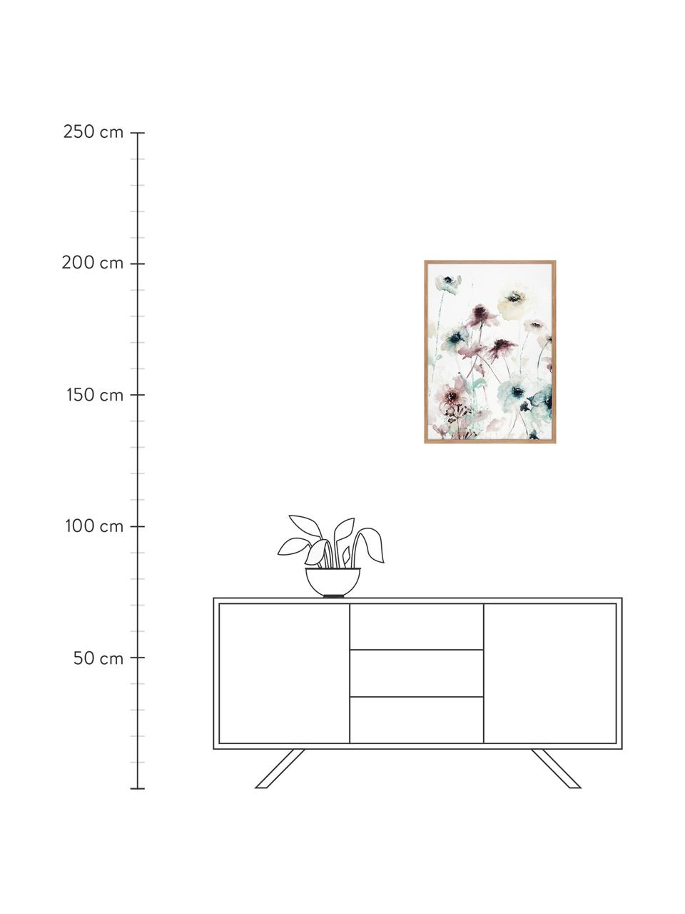 Stampa su tela incorniciata Flower Dance, Immagine: stampa digitale su lino, Cornice: Pannello di fibra ad alta, Multicolore, Larg. 50 x Alt. 70 cm