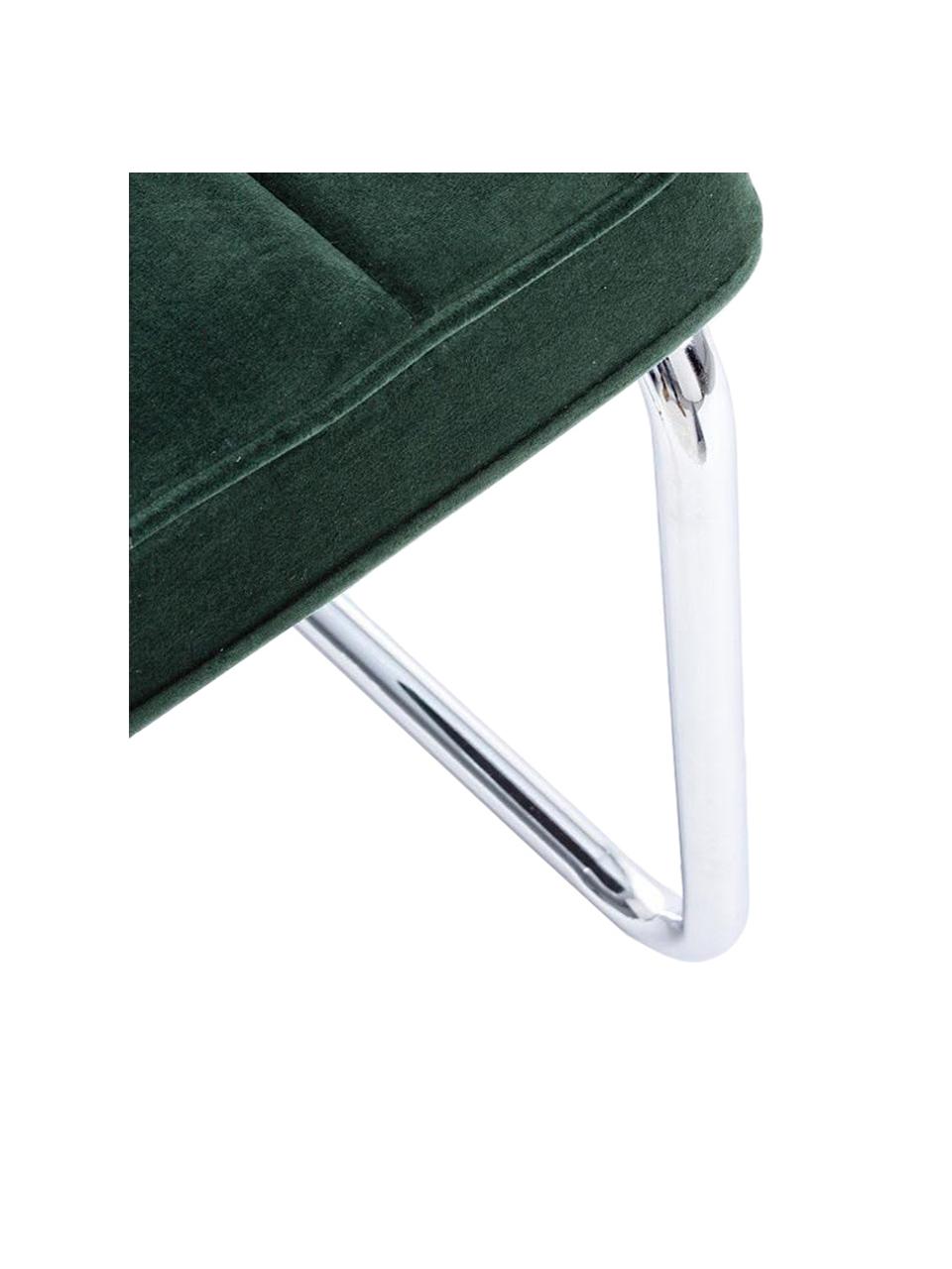 Silla cantilever de terciopelo Iole, Estructura: acero cromado, Tapizado: terciopelo (100% poliéste, Verde, An 46 x Al 84 cm