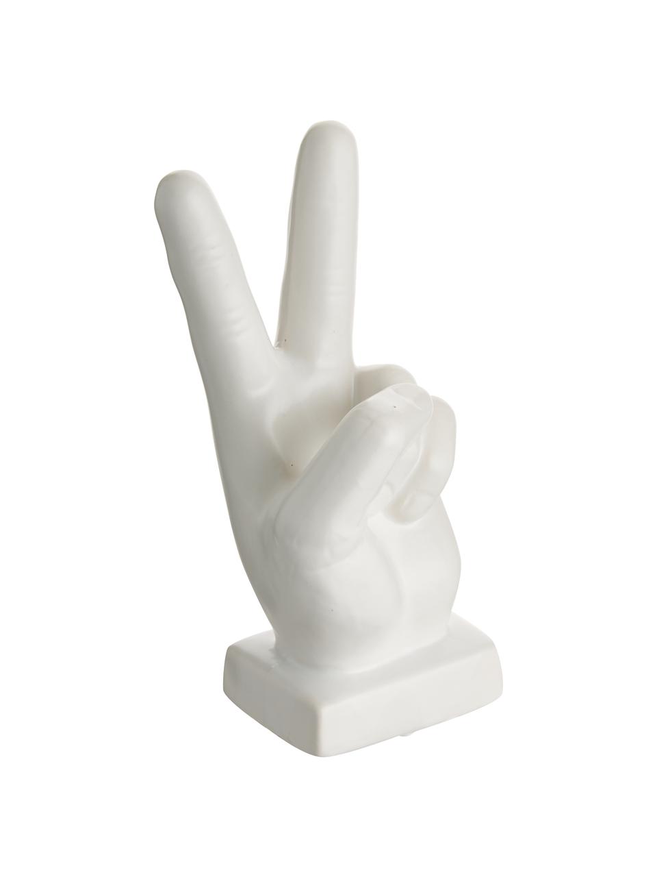Objet décoratif Hand, Grès cérame, Blanc, larg. 10 x haut. 22 cm