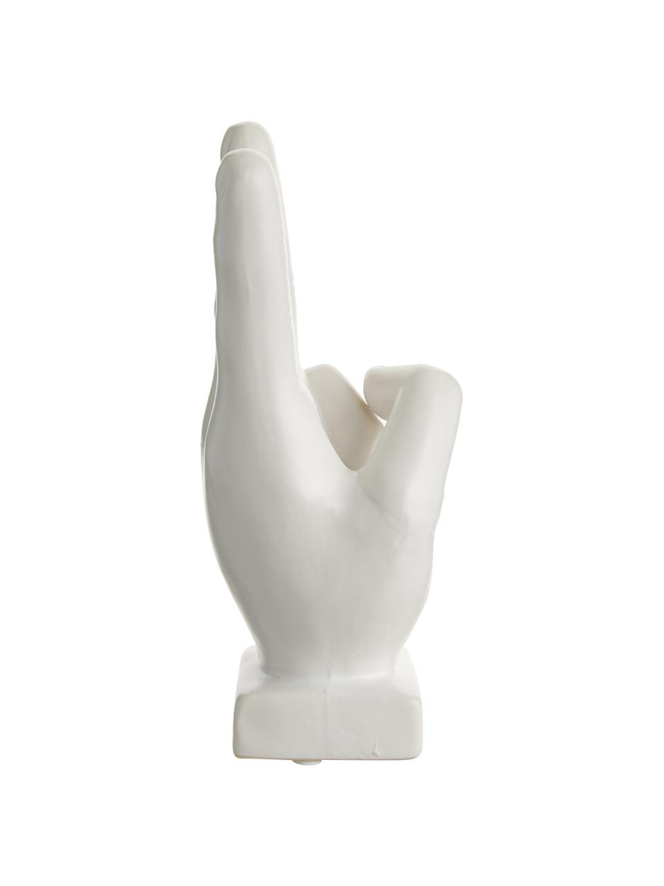 Dekorace Hand, Kamenina, Bílá, Š 10 cm, V 22 cm