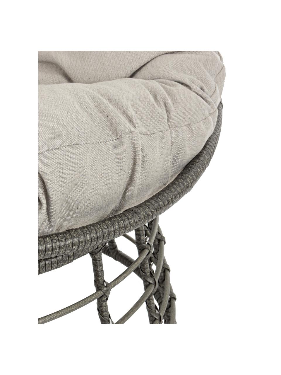 Fotel papasan z tworzywa sztucznego z poduszką na siedzisko Molly, Tapicerka: poliester, Szary, jasny szary, Ø 92 x W 78 cm
