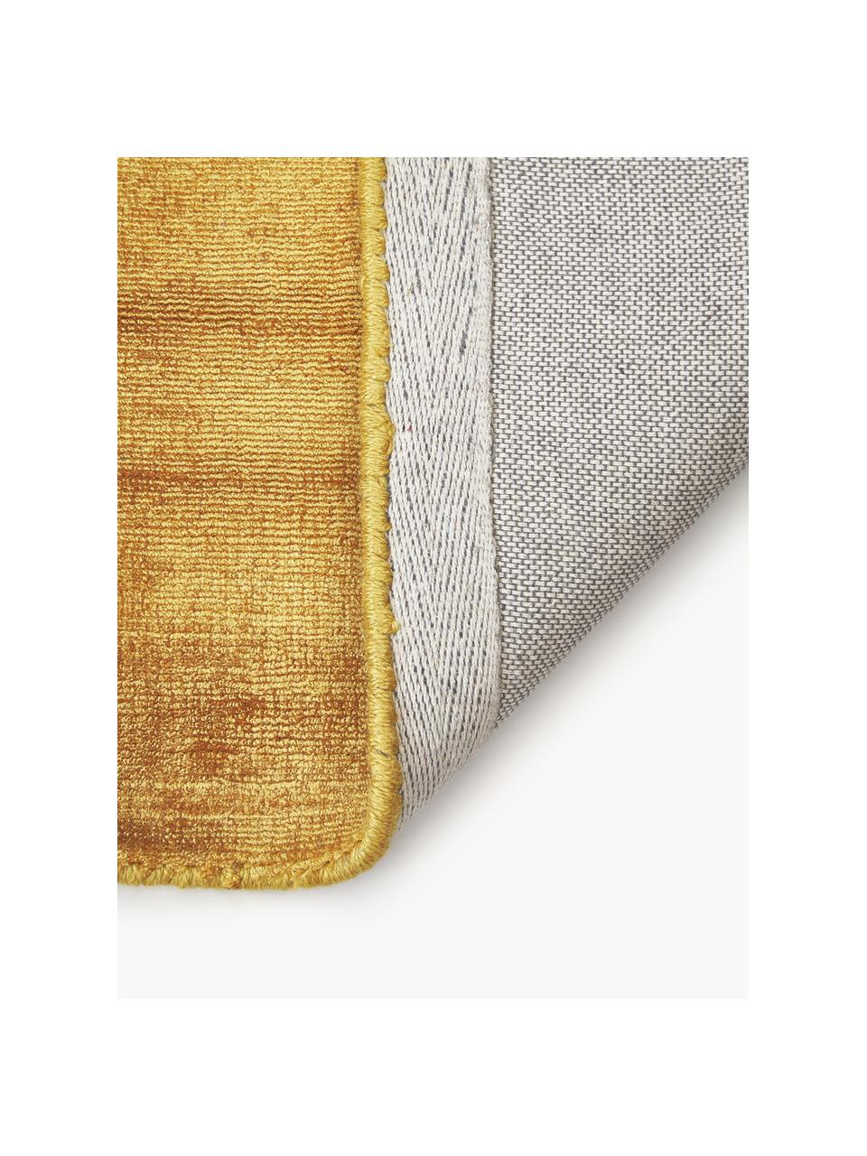 Tappeto in viscosa fatto a mano Jane, Retro: 100% cotone, Giallo sole, Larg. 200 x Lung. 300 cm (taglia L)